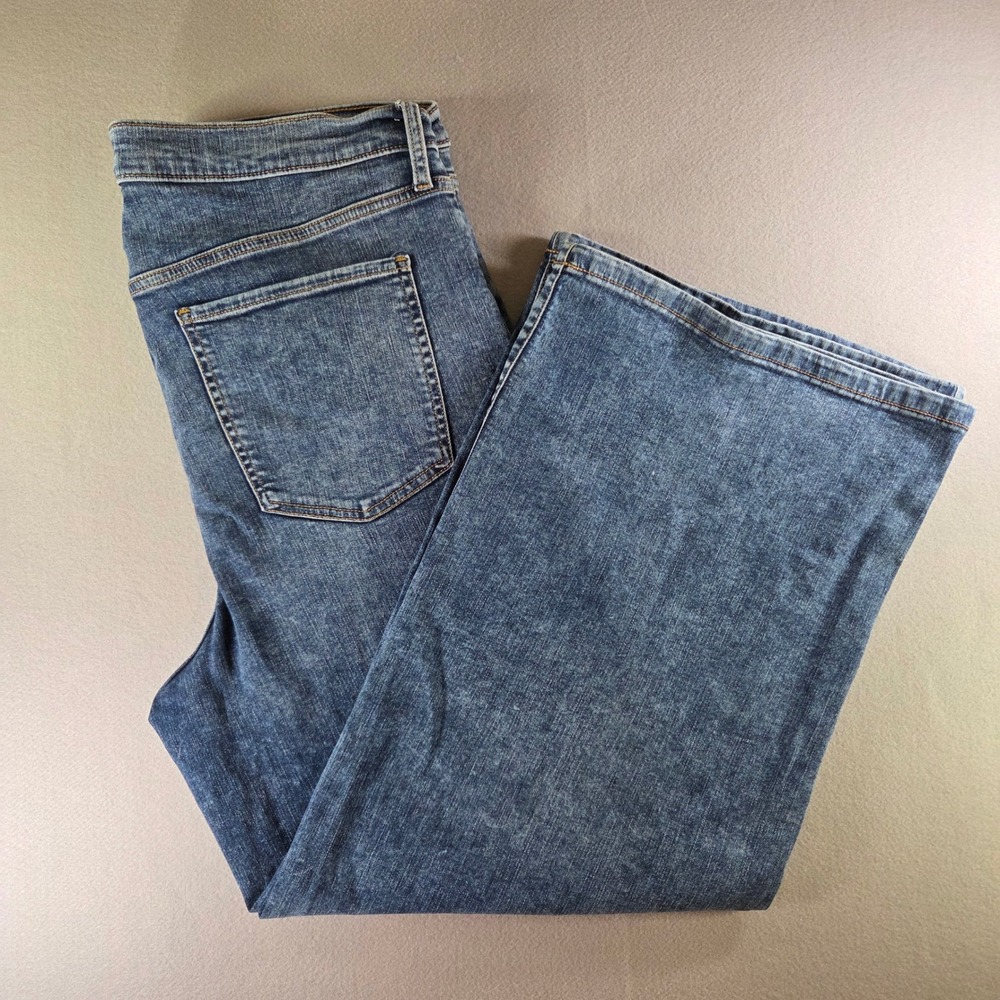 Banana Republic Wide Leg Jeans Medium Wash High Rise Size 34/18 Stretch Relaxed